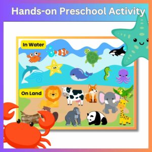 Sorting activity for preschoolers Preschool Animals Activity Animal Sorting Water and Land Animals Preschool Learning, Fine Motor Skills Early Childhood Education Hands-On Learning